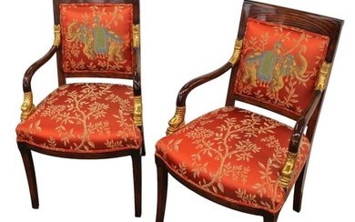 Beautiful pair rosewood carved arm chairs
