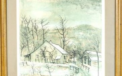 Bernard Gantner Framed Lithograph Winter Homestead