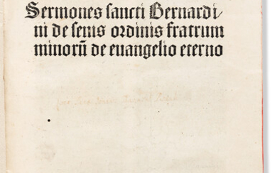 Bernardinus Senensis [aka Bernardino of Siena] (1380-1444) Sermones De Evangelio Aeterno. [Basel: Johann...