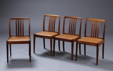 Bertil Fridhagen, tilskrevet. Et sæt på fire stole i palisander / anilin læder (4)