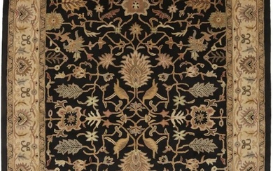 Black Floral Modern Thick Pile 10X13 Oriental Hand-Tufted Rug Wool Decor Carpet