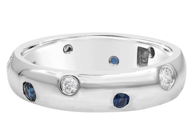 Blue Sapphire and Diamond Etoile Ring