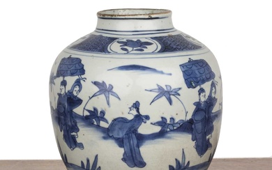 Blue and white porcelain jar Chinese, Ming Wanli period painted...