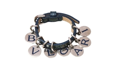 Bvlgari Prussian Blue Logo Charm Bracelet