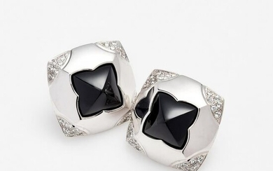 Bvlgari Pyramid Diamond / Onyx Earrings