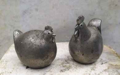 C 1950 Pair Fat Happy Chicken Salt And Peppers