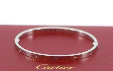 CARTIER 18K WHITE GOLD SM THIN LOVE BRACELET SIZE 16 w BOX Designer: Cartier Collection: Love