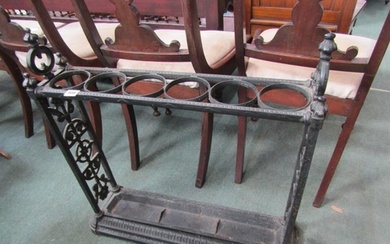 CAST IRON STICK STAND with pierced foliate panels to either ...