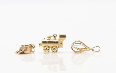 CHARMS, 3 pcs, 18K gold. Total weight approx. 4.7 g.