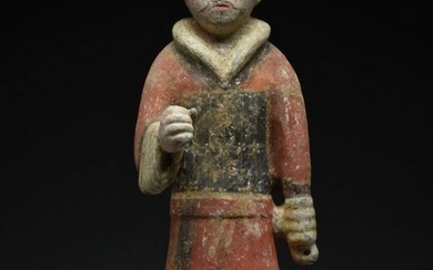 CHINESE HAN DYNASTY POLYCHROME TERRACOTTA WARRIOR - TL TESTED