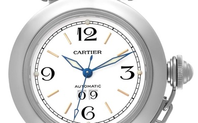 Cartier Pasha C Midsize Big Date White Dial Steel Mens Watch W31044M7