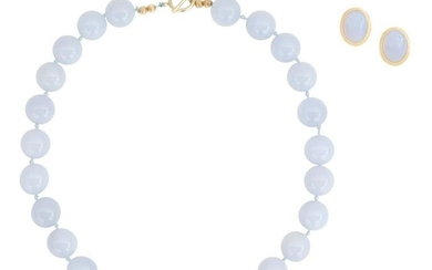 Chalcedony Necklace and Earring Suite