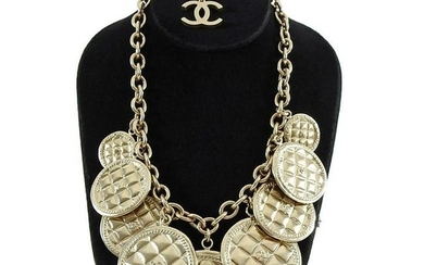 Chanel 2015 Fall Runway Gold Coin Charm Necklace