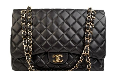 Chanel Black Quilted Leather Maxi Classic Flap 2.55