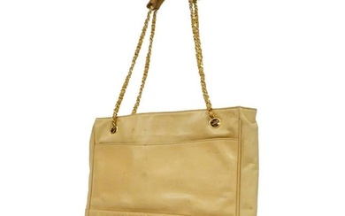 Chanel Shoulder Bag Matelasse Chain Lambskin Beige Ladies