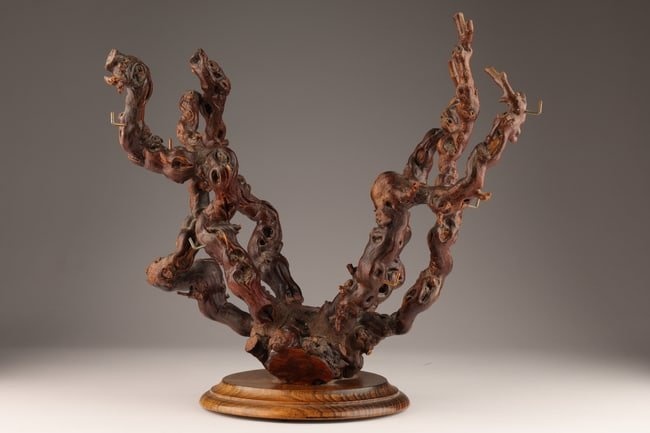 Chinese Gnarled Root Wood Sculpture Display Stand