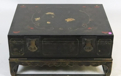 Chinese Lacquered Chest on Stand