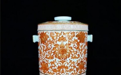 Chinese Red And White Porcelain Jar