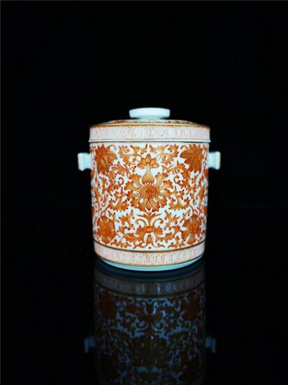Chinese Red And White Porcelain Jar