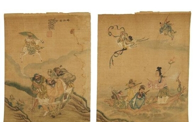 Chinese School, (2) paintings on silk