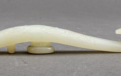 Chinese Swan Form Celadon Jade Belt Hook