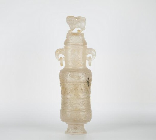 Chinese crystal carved vase, 19th century