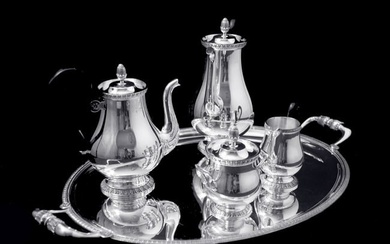 Christofle (Gallia) - 5pc. French Antique Silver Plate Tea Set, Museum Quality !