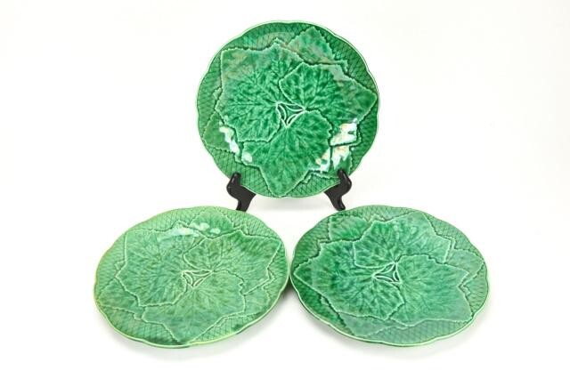Collection Assorted Majolica Cabbage Leaf Plates