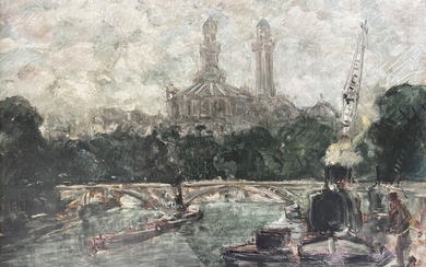 Constantin KOUSNETSOFF (1863-1936) Vue de Paris Huile sur toile, signée en bas à droite. 65...