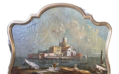 Continental Oil Painting of Venetian Harbor Scene, 19th Century