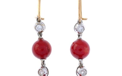 Coral & diamond earrings