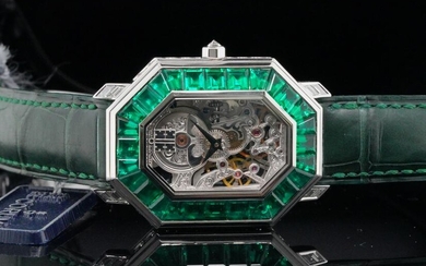 Corum 11.75ctw Emerald & Diamond 18K 39mm Watch