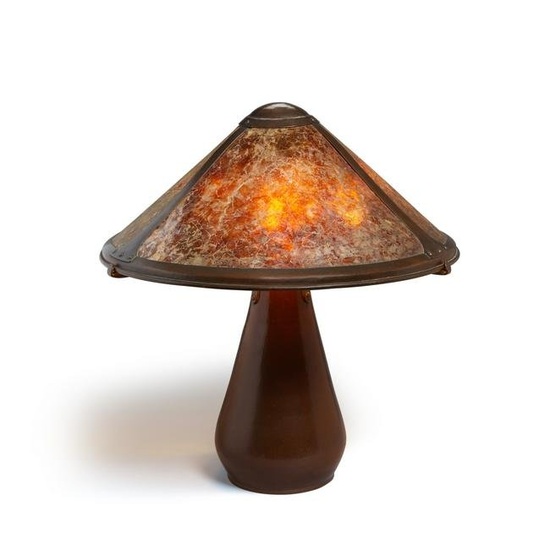 DIRK VAN ERP (1860-1933) Table Lampcirca 1913-1915hammered copper, mica, with open-box mark on u...