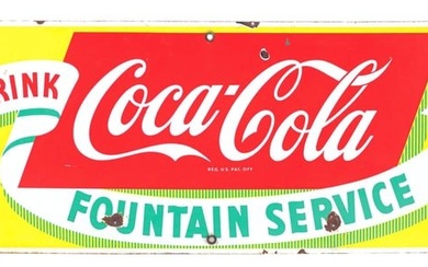 DRINK COCA-COLA FOUNTAIN SERVICE SINGLE-SIDED PORCELAIN SIGN