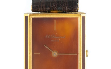 DUPONT Paris " Laque de Chine" vers 1980, Elégante montre-bracelet plaqué or 20 Mu