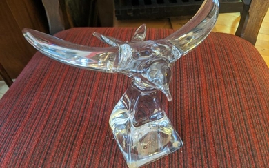 Daum France Crystal Flying Dove Glass Sculpture