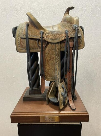 David G Argyle Bronze Saddle Sculpture "Lefty" signed