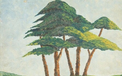 Dennis Ward, British, mid-20th century- Tree on a Hill, 1947; oil on canvas, signed and dated lower right, 45.5 x 35.5 cm (ARR) (unframed). Provenance: The Thomas Collection.