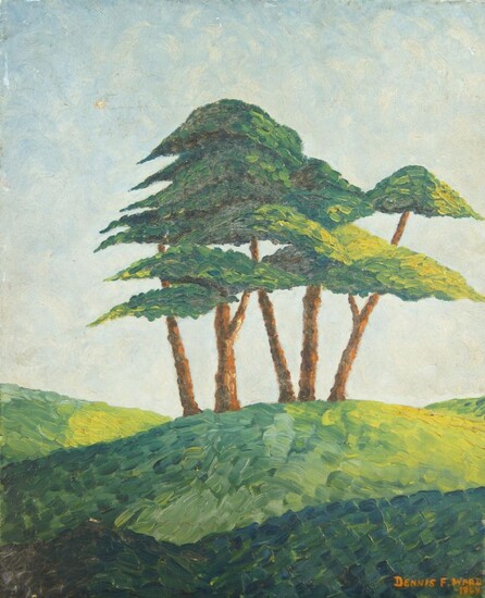 Dennis Ward, British, mid-20th century- Tree on a Hill, 1947; oil on canvas, signed and dated lower right, 45.5 x 35.5 cm (ARR) (unframed). Provenance: The Thomas Collection.