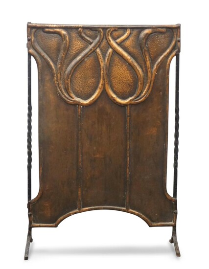 Designer Unknown, Arts and Crafts fire screen, circa 1900, Copper, wrought iron, Unmarked, 60cm high