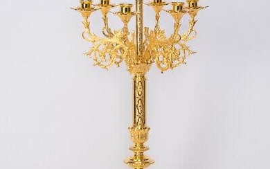 Details about Fantastic Gold Plated Church Candelabra 7
