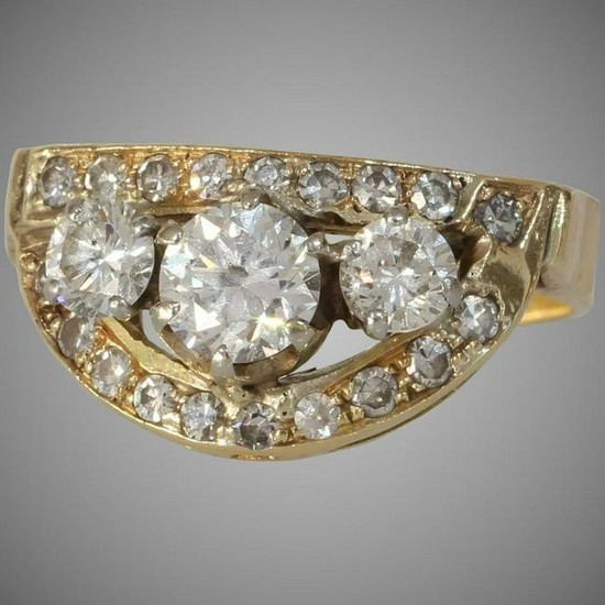 Diamond Cocktail Ring | 14K Yellow Gold | Vintage