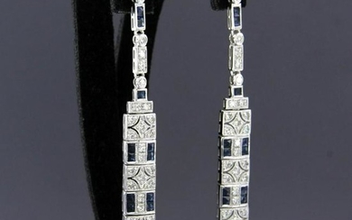 Diamond earrings with sapphire