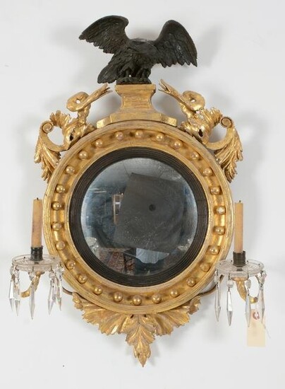 Diminutive giltwood girandole mirror, early 19th