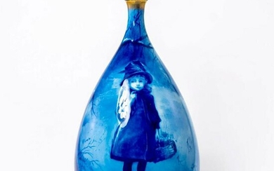 Doulton Burslem Blue Children Vase, Girl With Basket