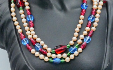 Duchess of Windsor Faux Pearl & Strass Crystal Necklace