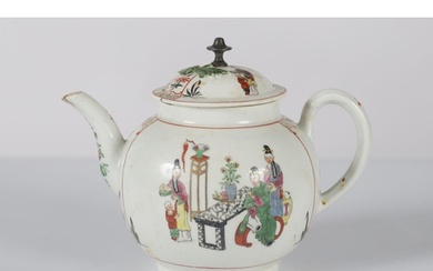 EARLY WORCESTER POLYCHROME TEAPOT