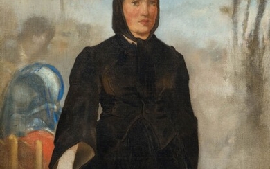 EDOUARD MANET(1832 Paris 1883)La femme aux chiens. Vers 1862.Huile sur toile.Signé en bas à droite...