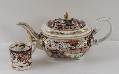 Early 19th C. Imari Derby Porcelain Teapot & Cup
