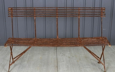 Early 20th C. French Wrought Iron Garden Bench
